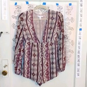 Maroon/Tan Romper/Bodysuit